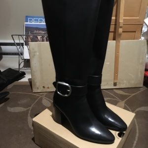 Coach almond big buckle heel boots